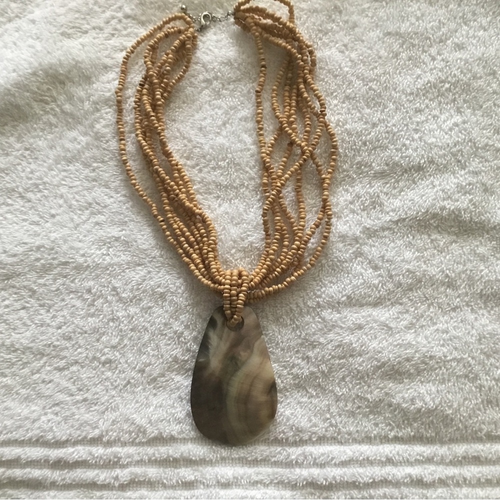 Jones New York Tan Necklace with Organic Pendant
